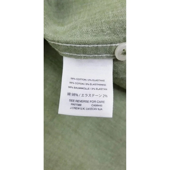 J. Crew Size 2XL Classic Stretch Mens Olive Green Short Sleeve Button Down Shirt - Picture 9 of 9